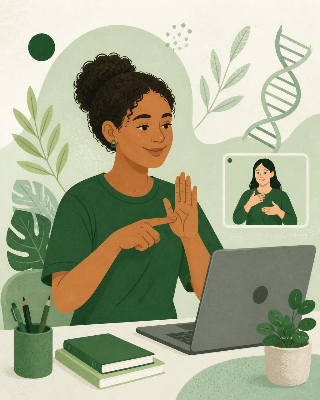 Estudante aprendendo Libras